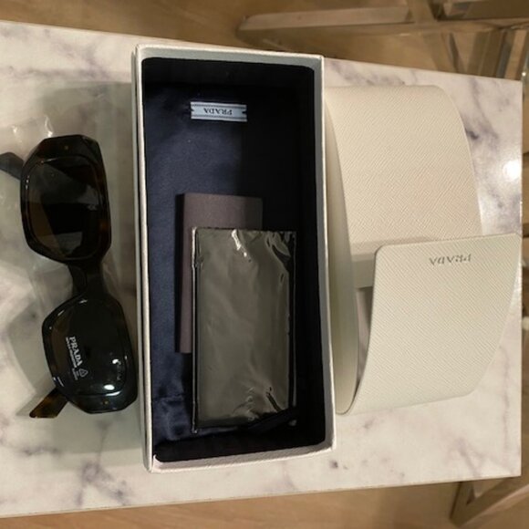 Prada PR17WS 1AB5S0 49MM Black/Dark Grey Rectangular Sunglasses for Women - Picture 4 of 6